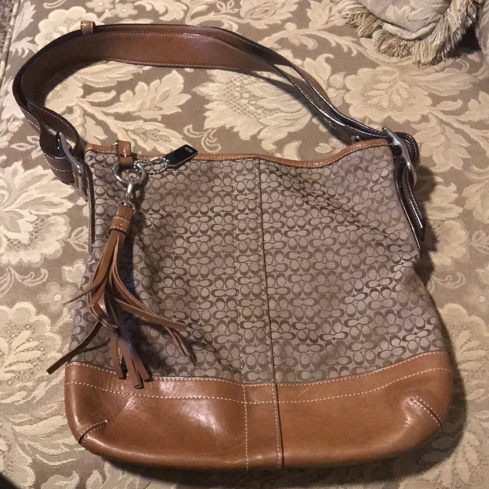 Tan Coach Signature Purse